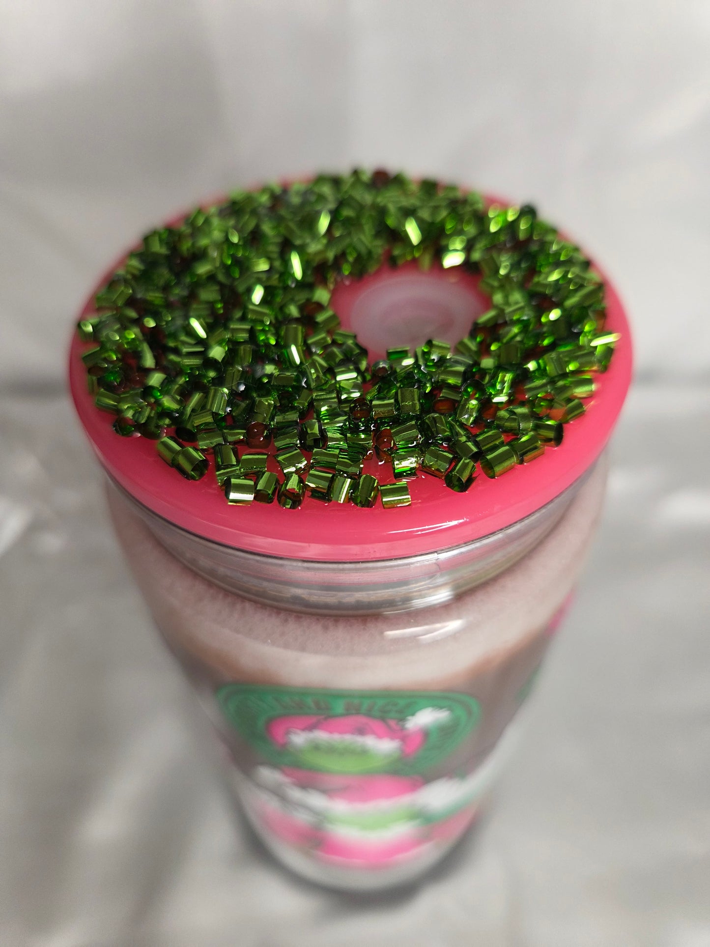 Pre-made Snowglobe acrylic Tumbler - Grinchmas Coffee