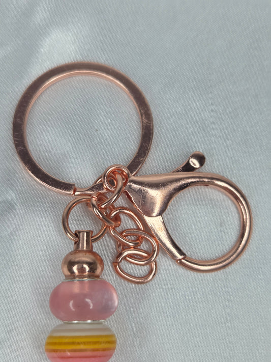 Beaded Jewel Keychain - Peach/Pink Love Cancer survivor