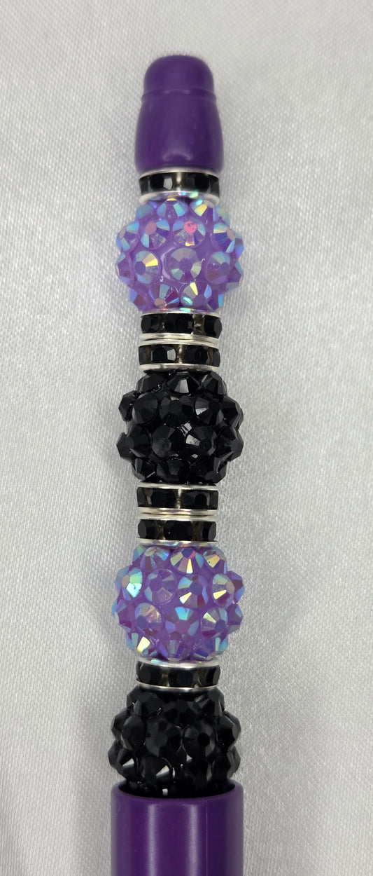 Beaded pen - Black n Purple Blitz