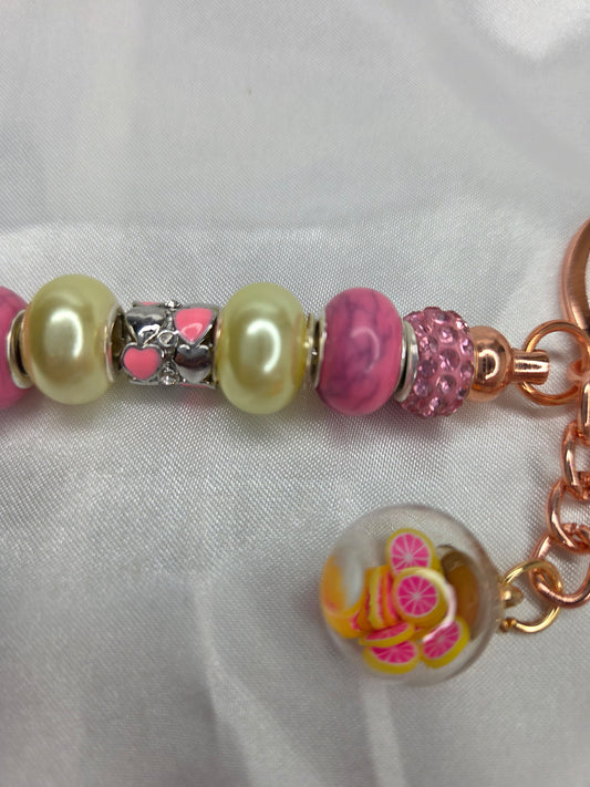 Beaded Jewel Keychain - Pink Lemonade