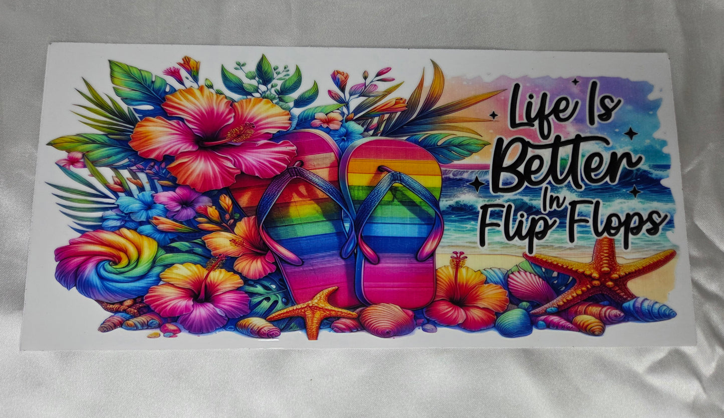 D Beach - UV DTF 9.5 - Rainbow Flip Flops