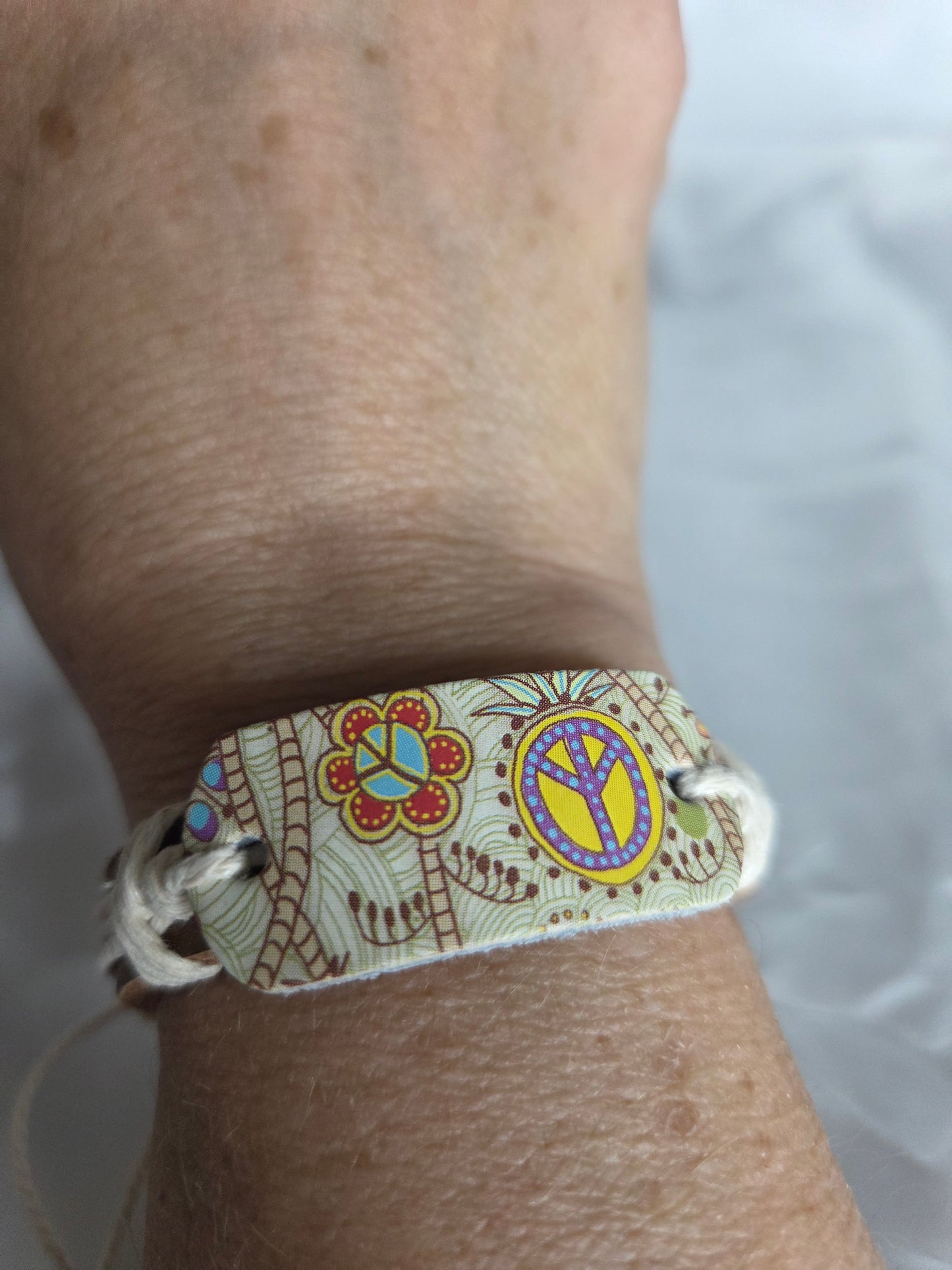 Bracelet - Kids 8" Adjustable PEACE leather