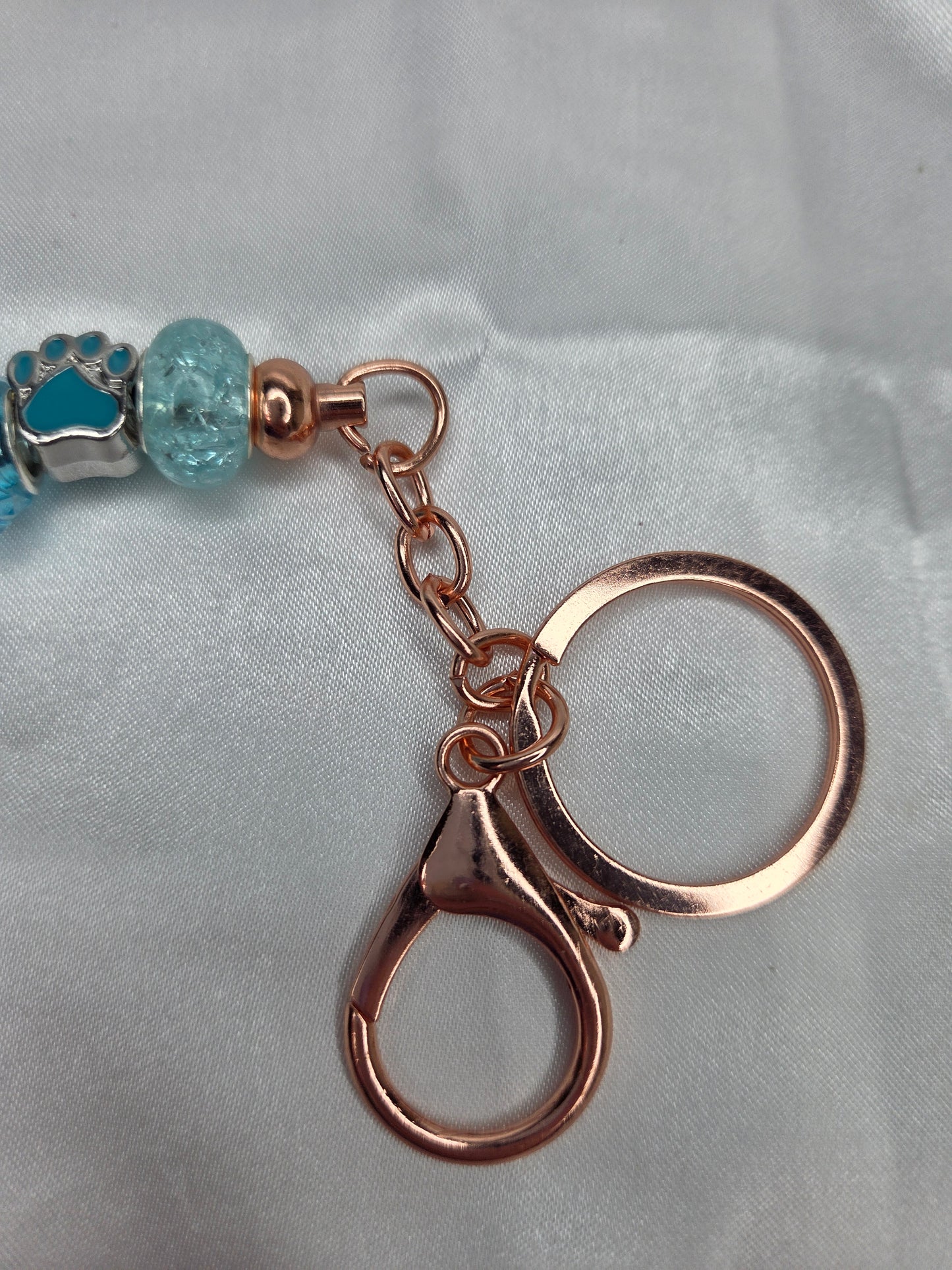Beaded Jewel Keychain - Dog MOM Blue paw