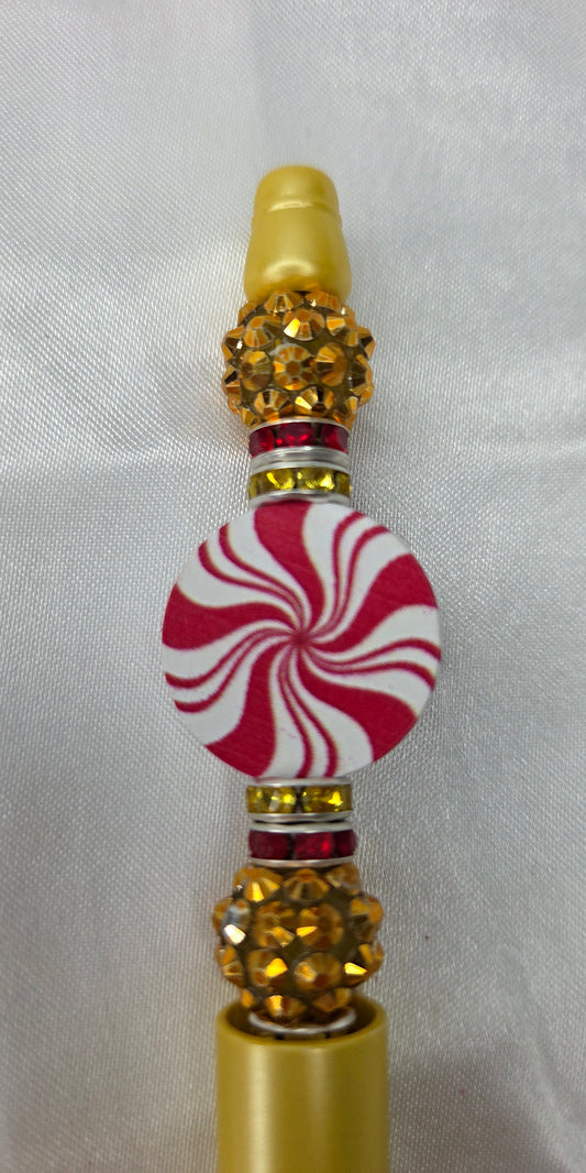 Beaded pen - Gold peppermint