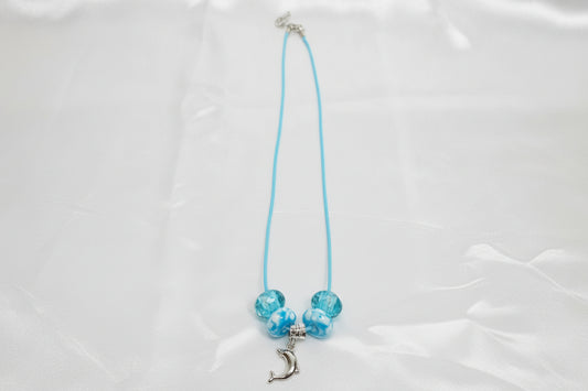B - Necklace - Dolph with Blue/white beads