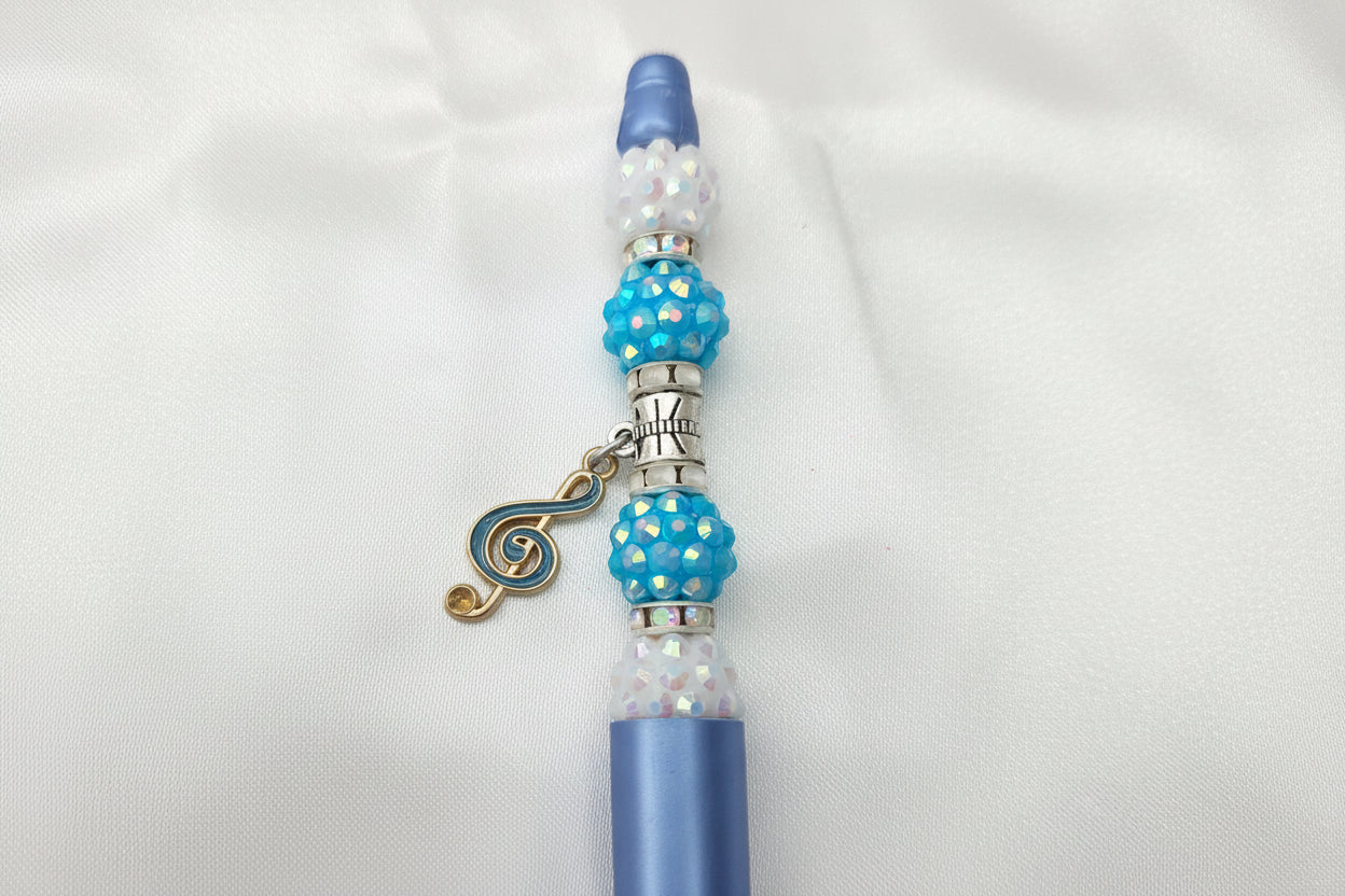 Beaded pen - Music Blue buff