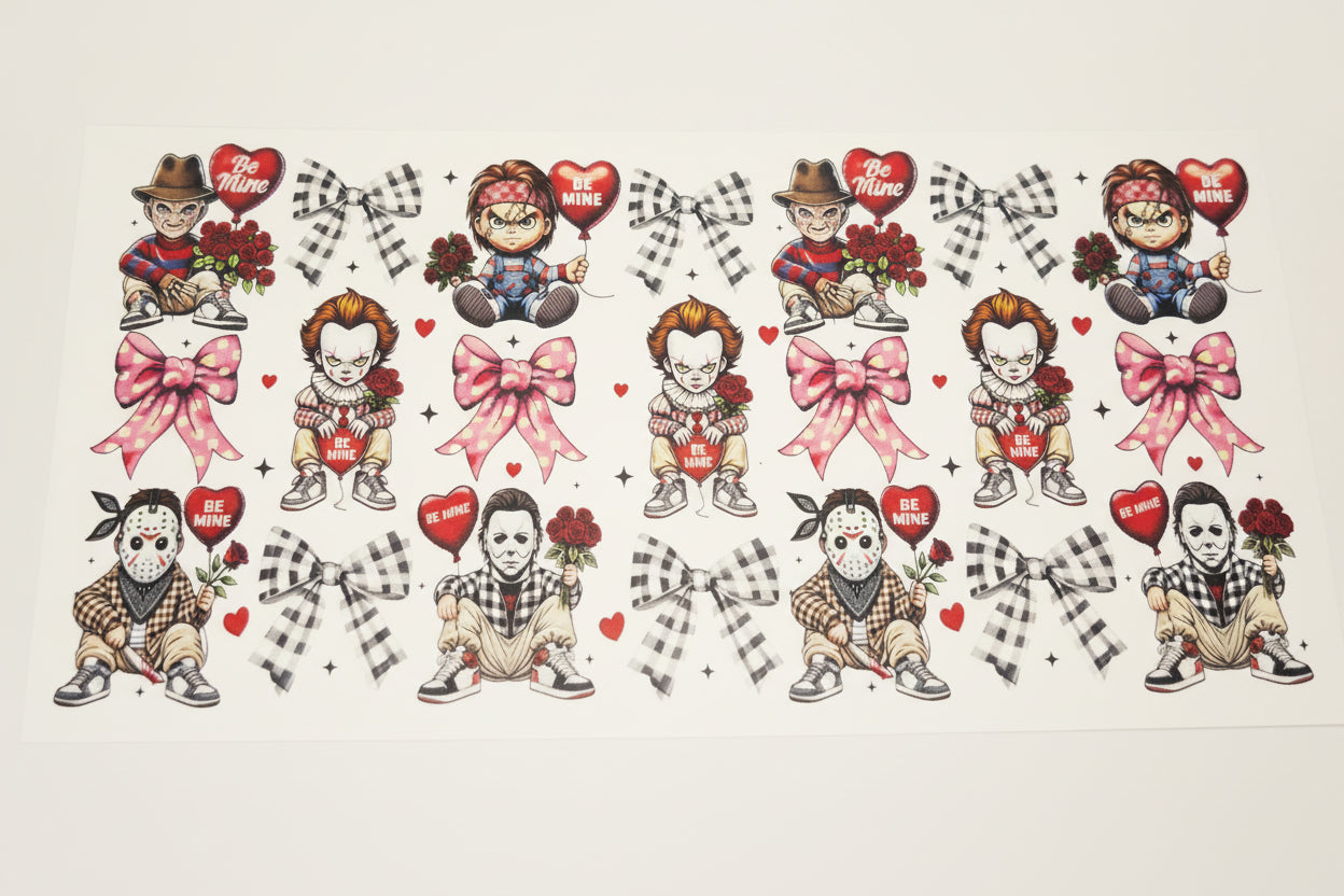 D Halloween - UV DTF 9.5 - Valentine's Day Horror movie figures