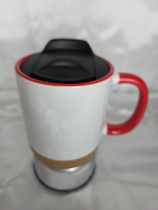 Custom ceramic mug - red handle