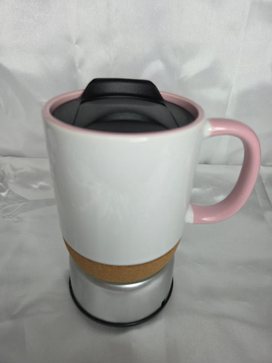 Custom ceramic mug - pink handle