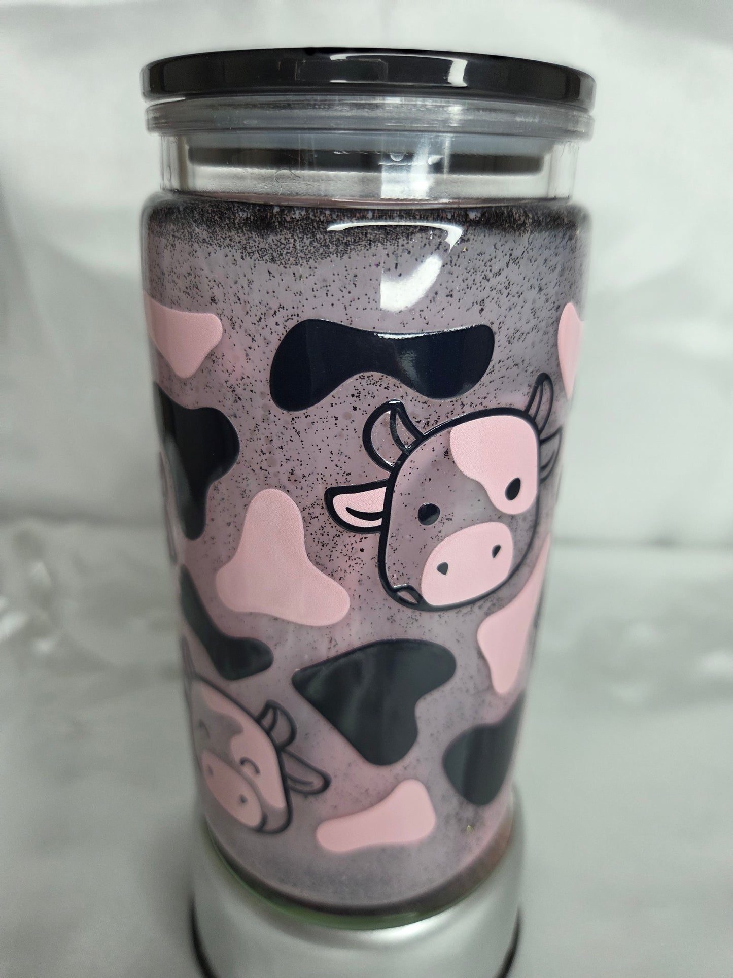 Pre-made Snowglobe acrylic Tumbler - Cow