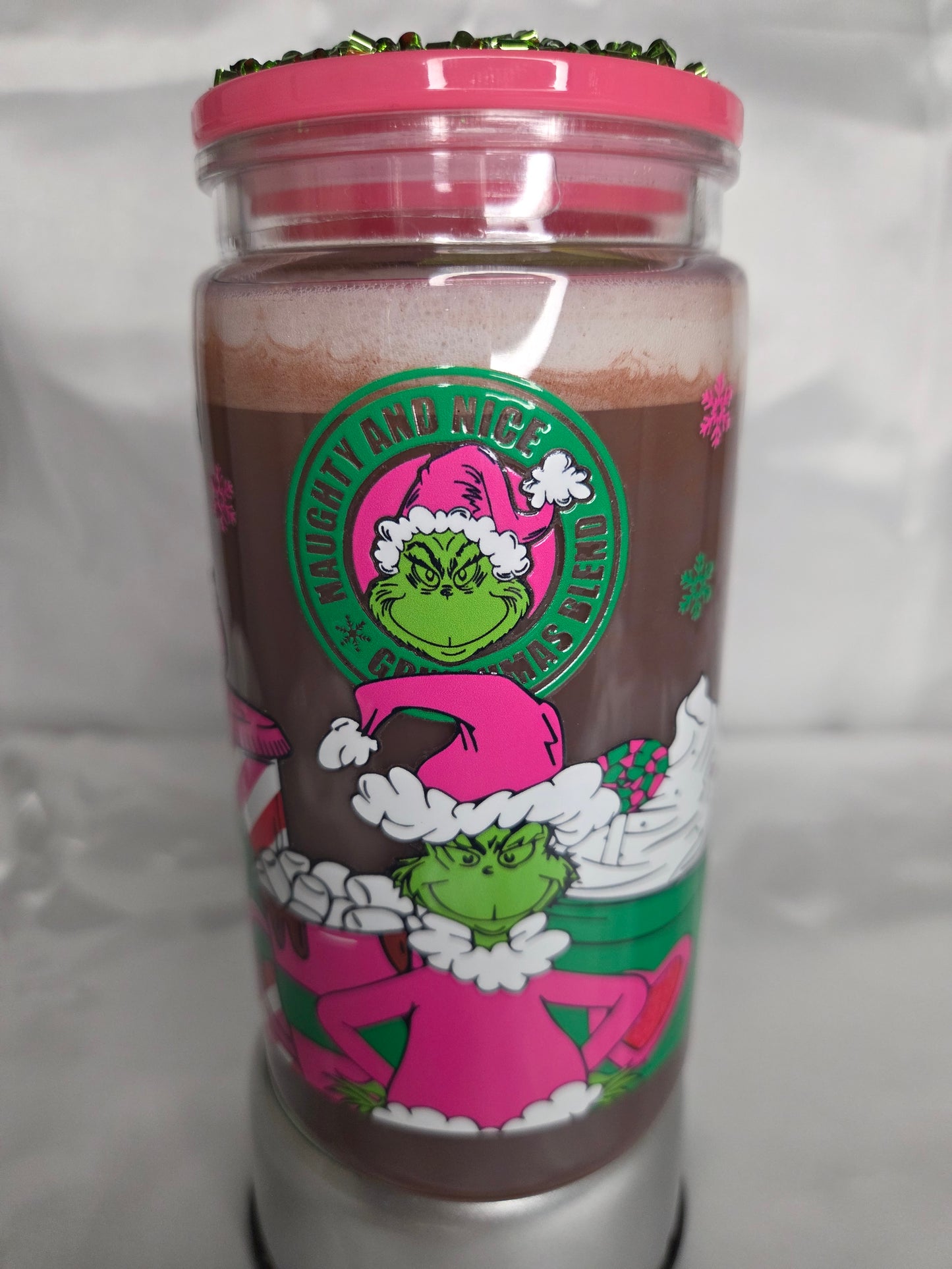 Pre-made Snowglobe acrylic Tumbler - Grinchmas Coffee
