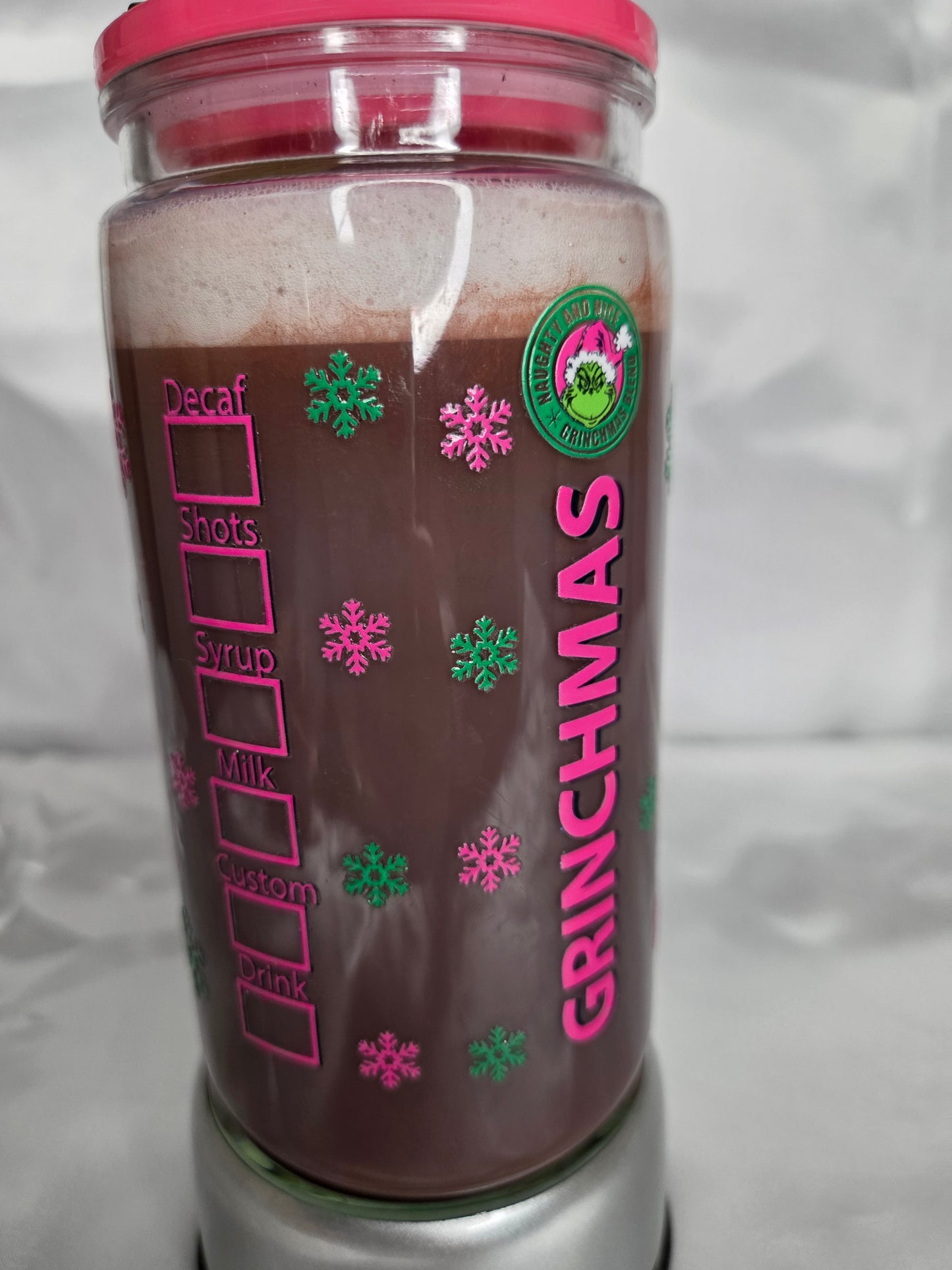 Pre-made Snowglobe acrylic Tumbler - Grinchmas Coffee
