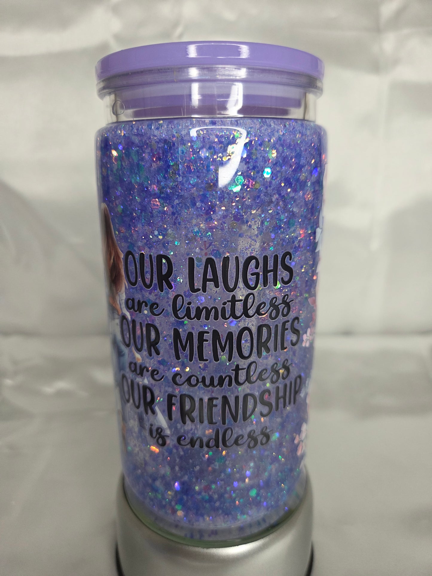 Pre-made Snowglobe acrylic Tumbler - Friendship