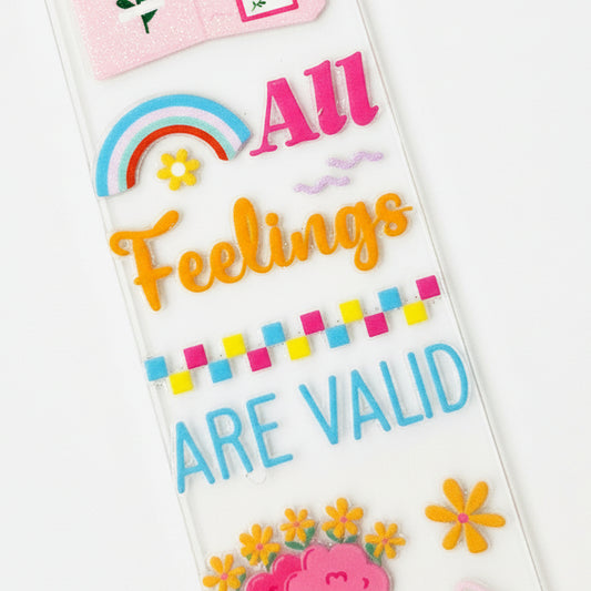 Bookmark acrylic with ribbon - All feelings are Valid