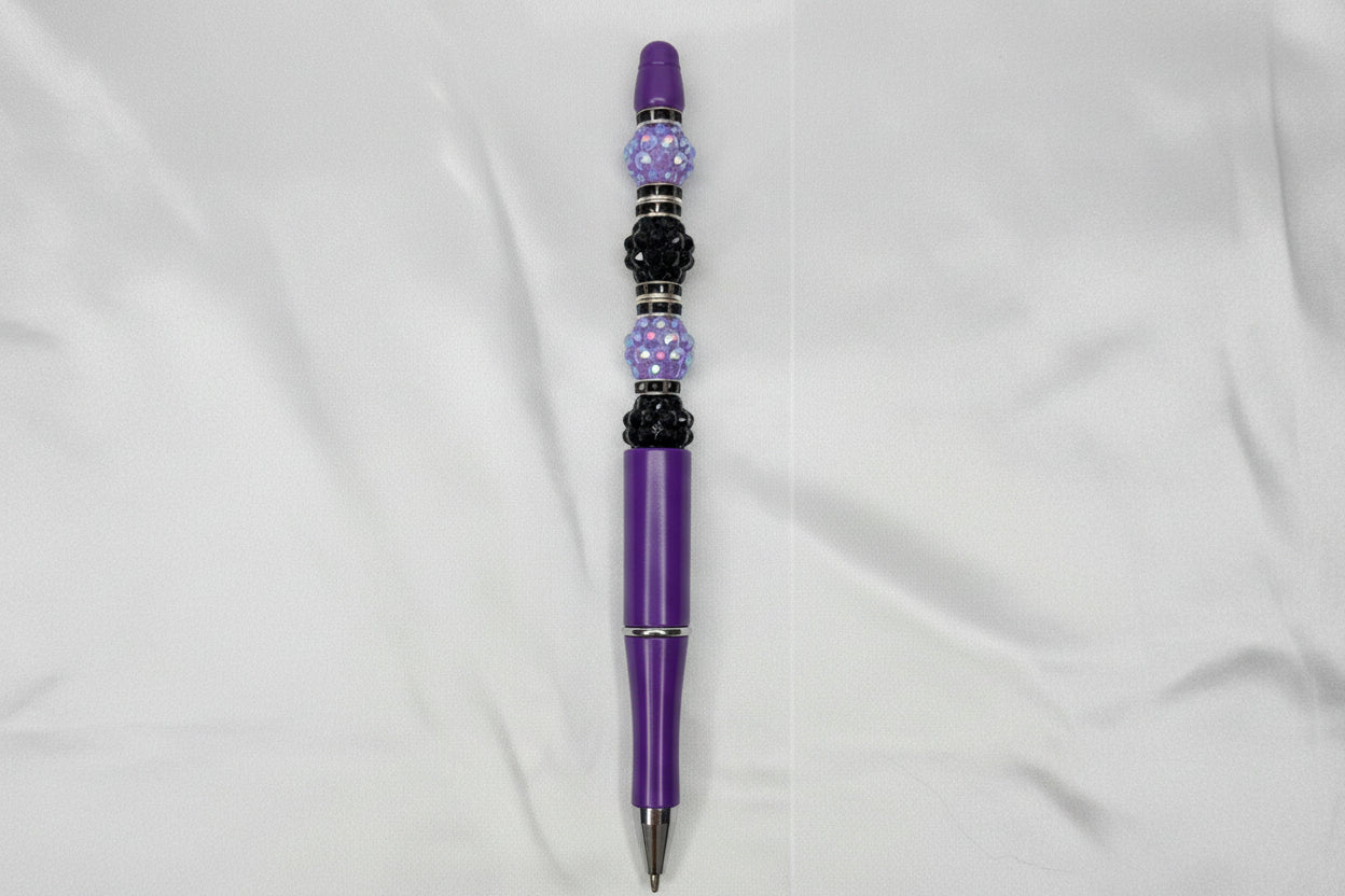 Beaded pen - Black n Purple Blitz