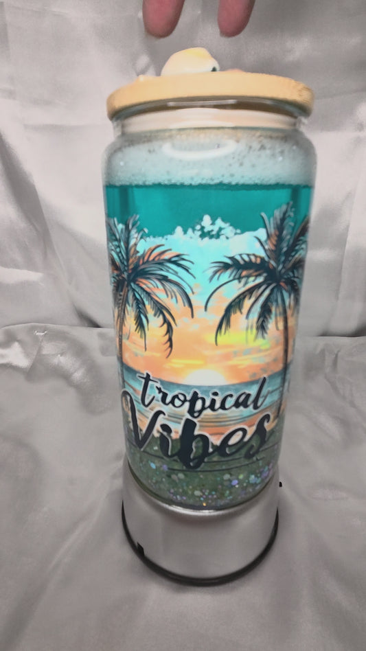 Pre-made Snowglobe glass mug - Tropical Vibes - Sand n Shells