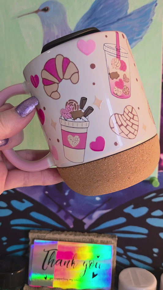 Pre-made ceramic mug - Cafecito pink pastel