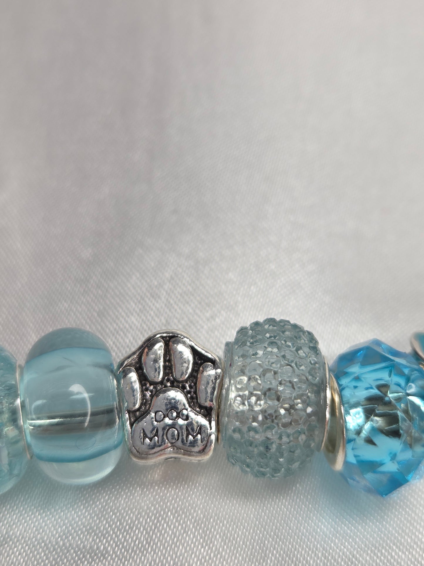 Beaded Jewel Keychain - Dog MOM Blue paw