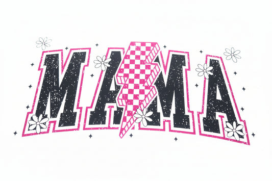 D MOM - UV DTF 9.5 - MAMA Checkered Thunderbolt