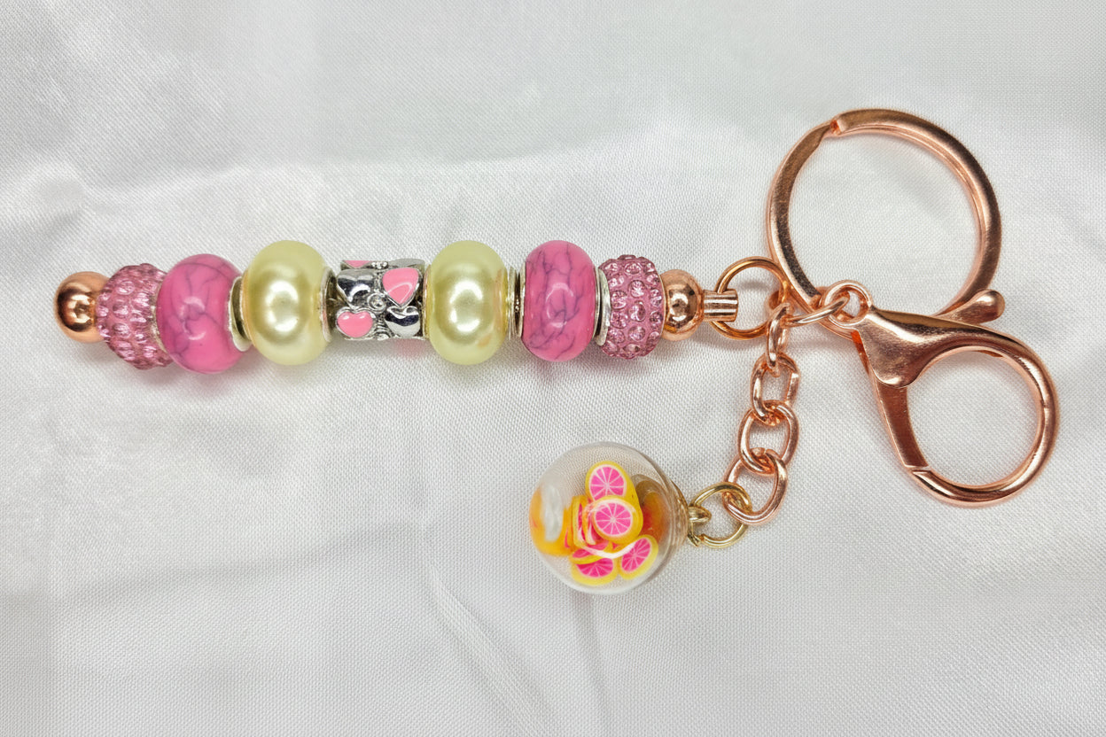 Beaded Jewel Keychain - Pink Lemonade