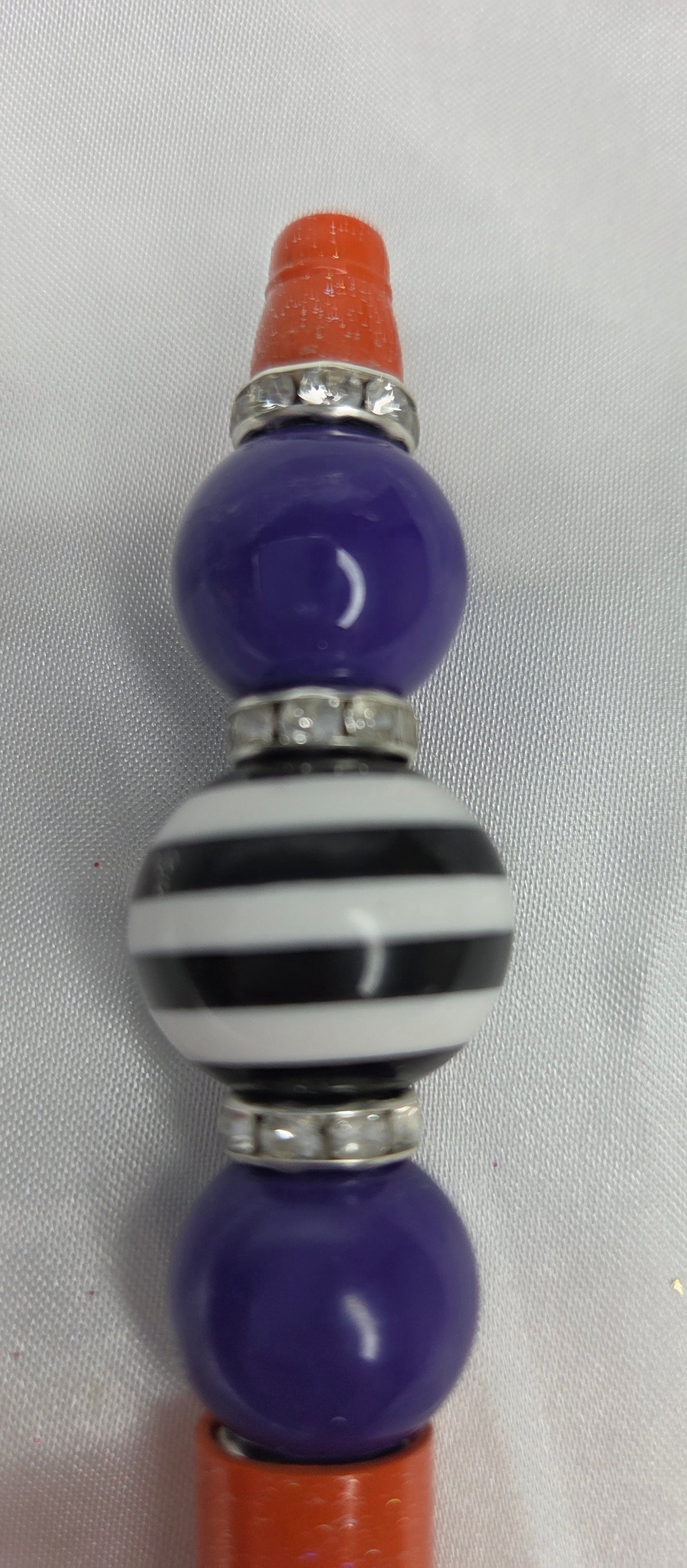 Beaded pen - Orange & Purple Jack O