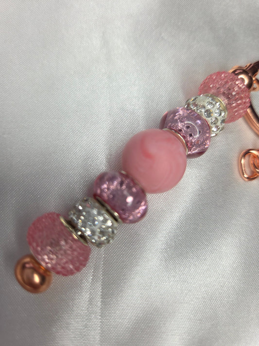 Beaded Jewel Keychain - Pink Jewel Bling