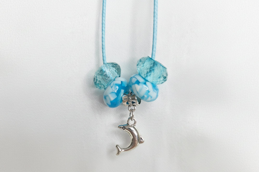 B - Necklace - Dolph with Blue/white beads