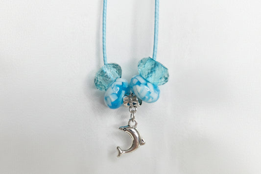B - Necklace - Dolph with Blue/white beads