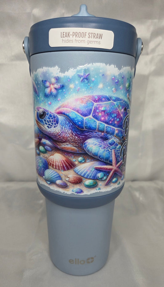 A Raffle - 30 oz BLUE Stainless ello tumbler with Beach Decal