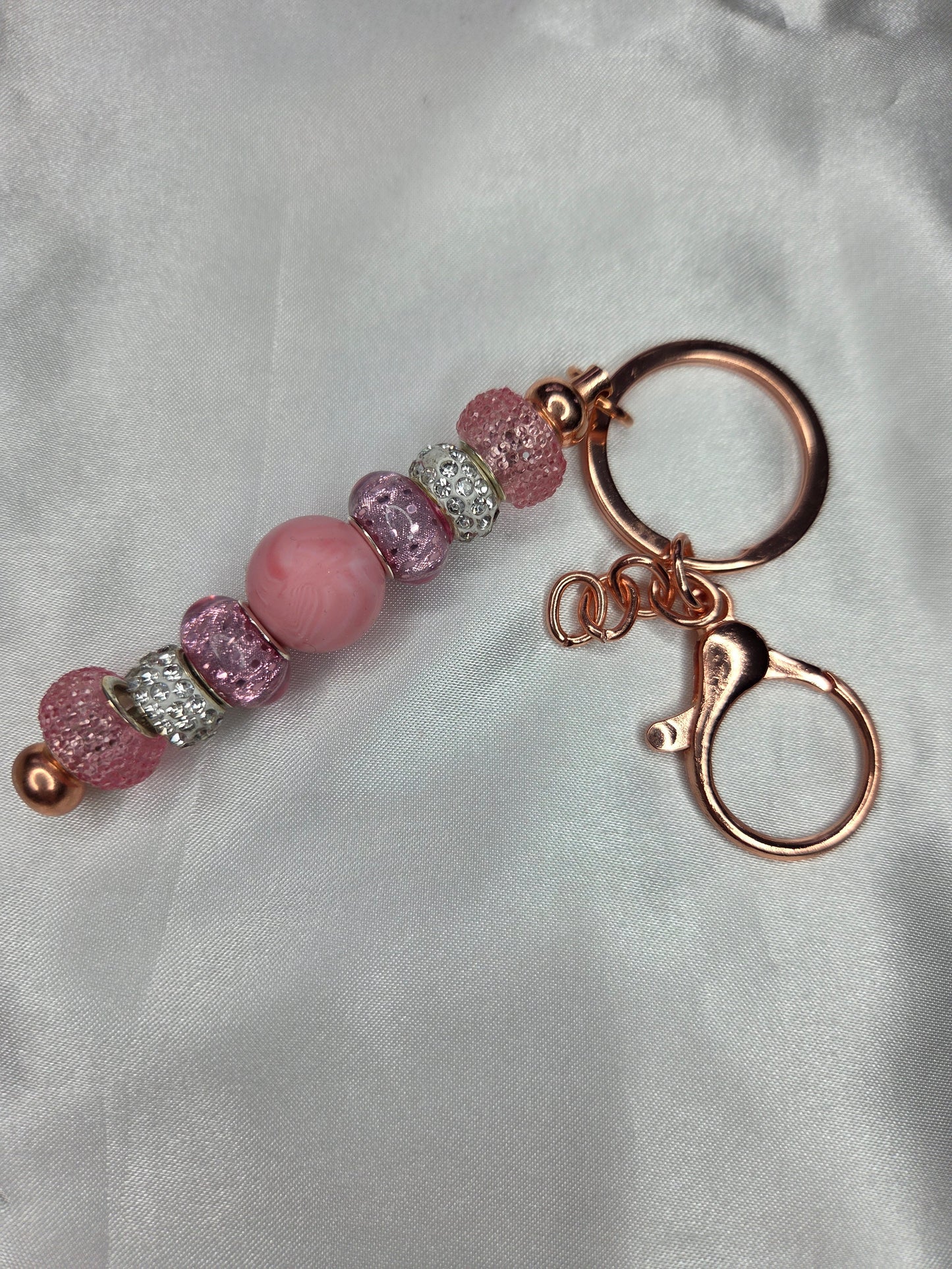 Beaded Jewel Keychain - Pink Jewel Bling