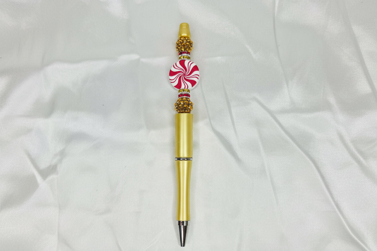 Beaded pen - Gold peppermint