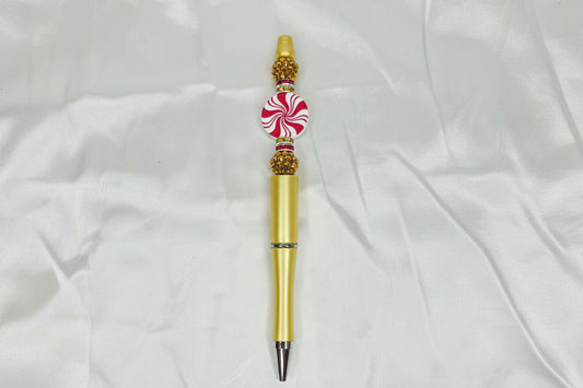 Beaded pen - Gold peppermint