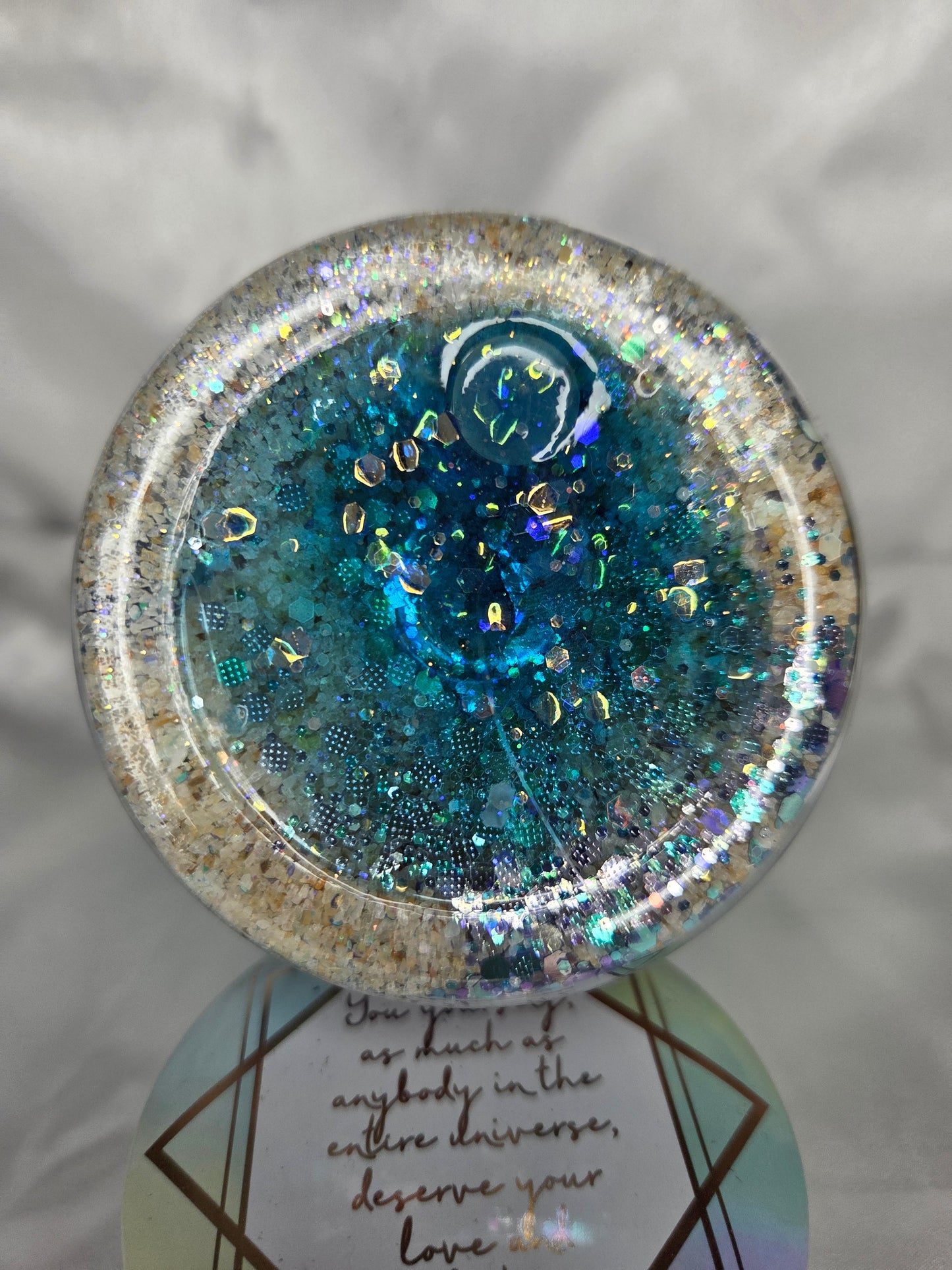 Pre-made Snowglobe acrylic Tumbler - Sea Turtle with Beach lid