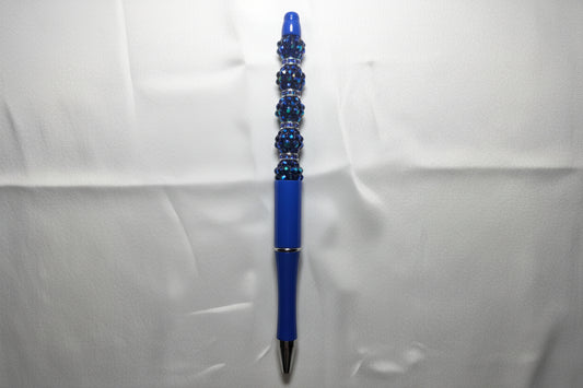 Beaded pen - Royal Blue & black glitz