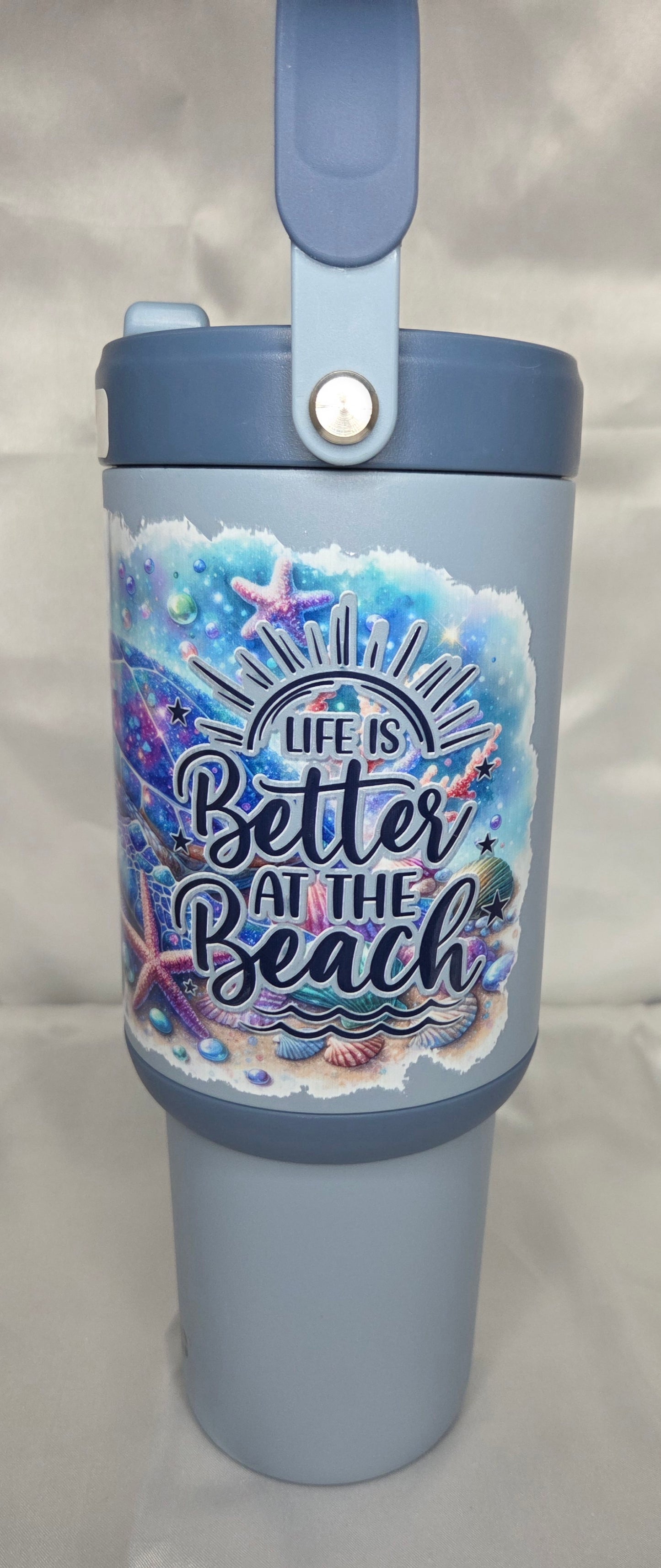 A Raffle - 30 oz BLUE Stainless ello tumbler with Beach Decal