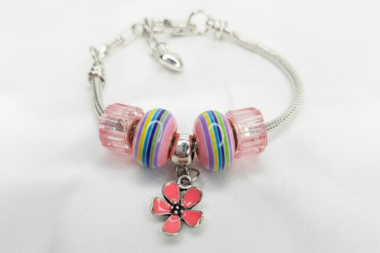 Bracelet - Kids 8" Pink flower