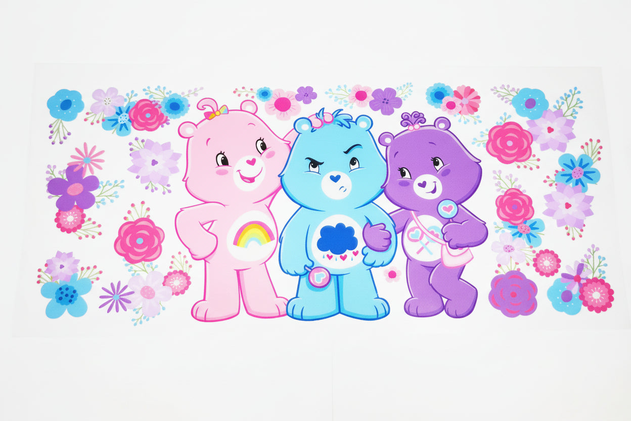 D Kids - UV DTF 9.5 - Care Bears with Flowers