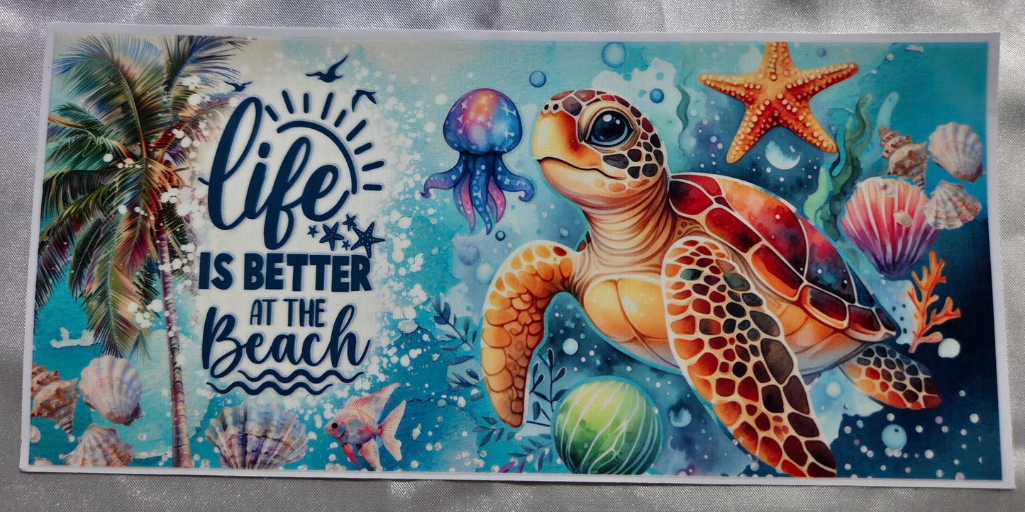 D Beach - UV DTF 9.5 - Sea Turtle & Jellyfish #23 - Life is Better at the Beach