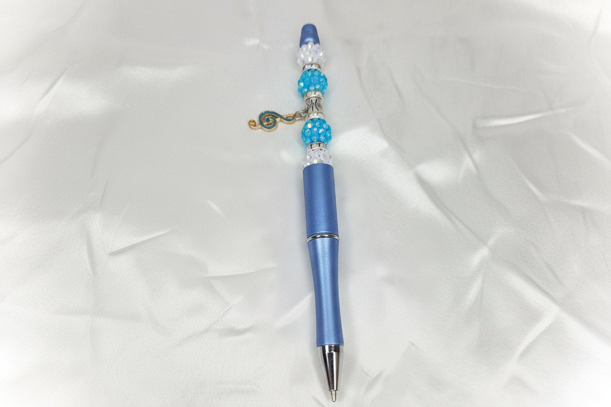 Beaded pen - Music Blue buff