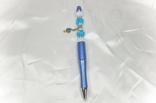 Beaded pen - Music Blue buff