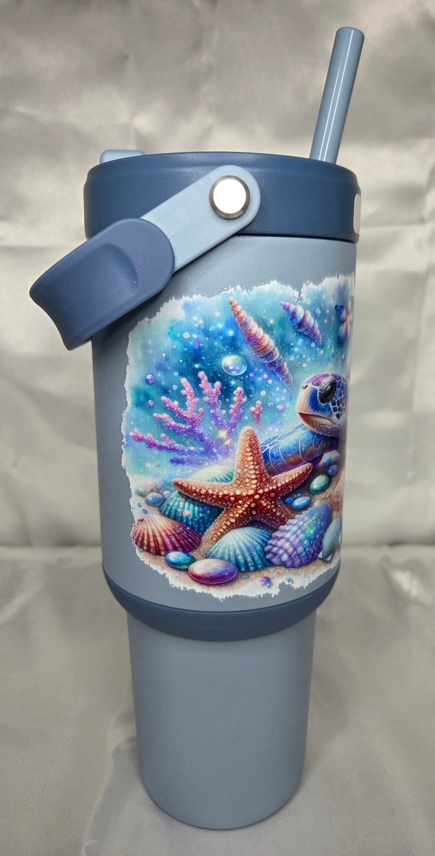 A Raffle - 30 oz BLUE Stainless ello tumbler with Beach Decal