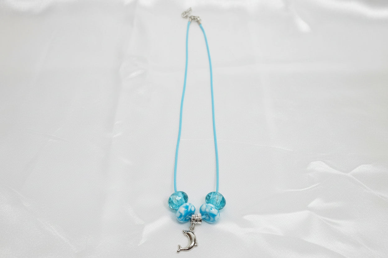 B - Necklace - Dolph with Blue/white beads