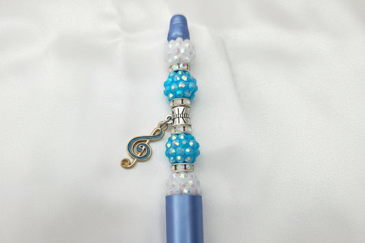 Beaded pen - Music Blue buff
