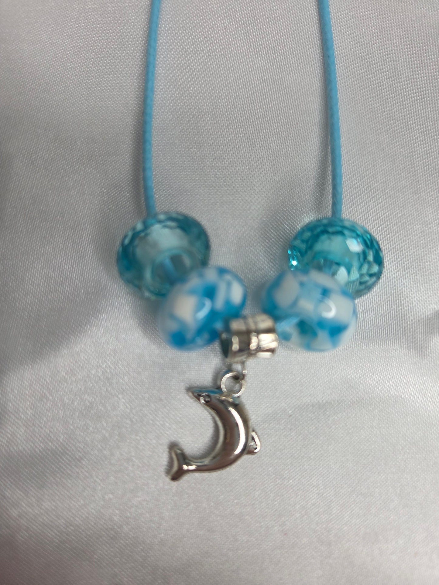 B - Necklace - Dolph with Blue/white beads