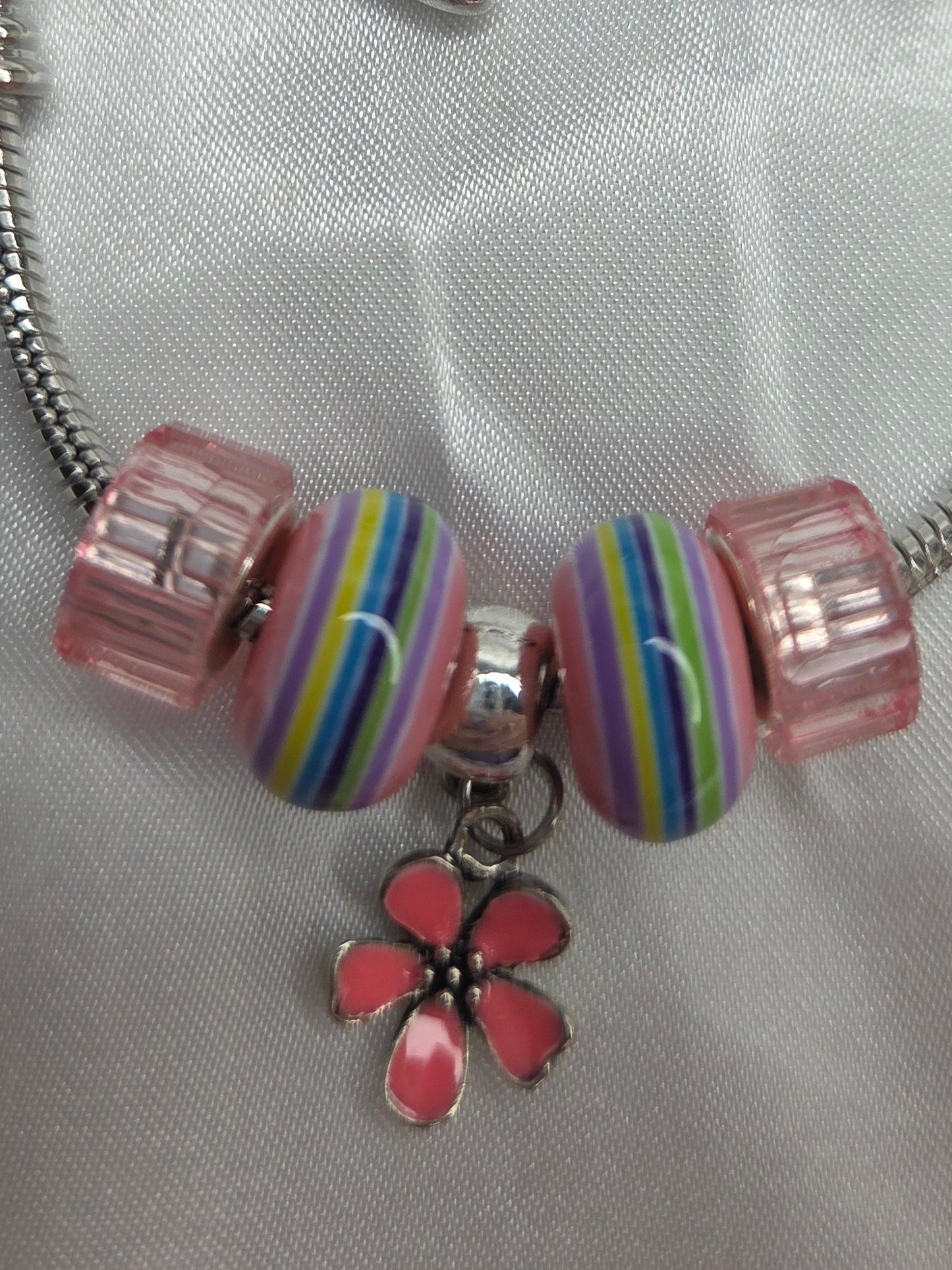 Bracelet - Kids 8" Pink flower