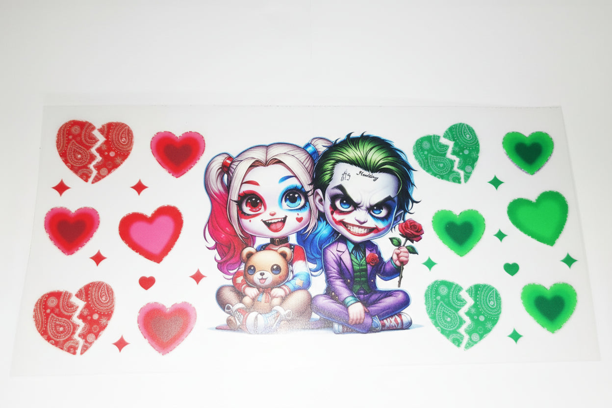 D Valentines - UV DTF 9.5 - Harley & Joker Valentines